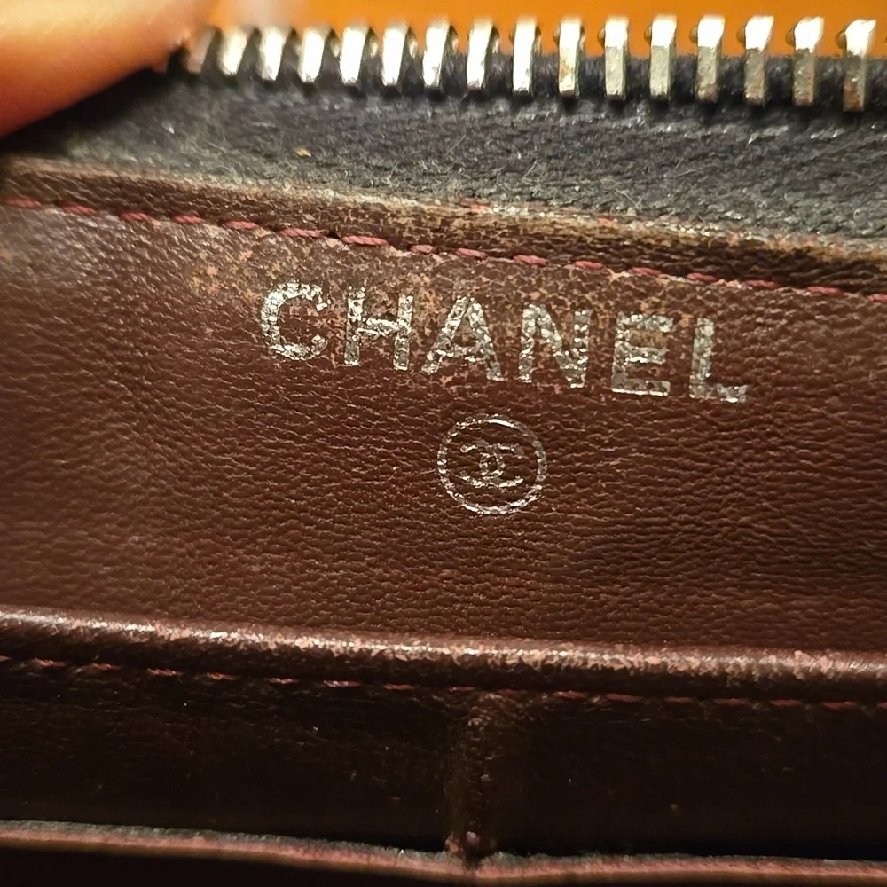 CHANEL Black Calfskin Leather Long Zip Top Wallet Brass Hardware Authentic COA - Picture 6 of 16